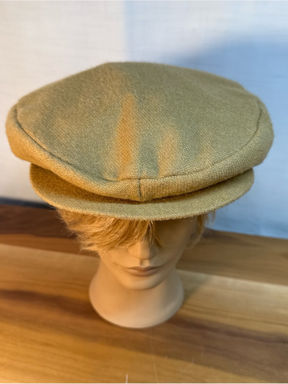 VTG Country Gentleman Flat Cap Newsboy Hat Snapdown Crown Sz XL Wool Camel Beige